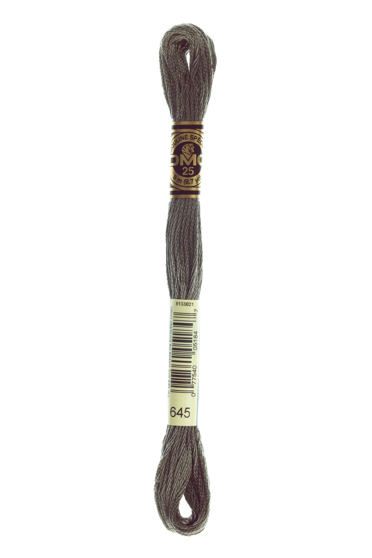 Spool of embroidery floss with a brand label on a white background