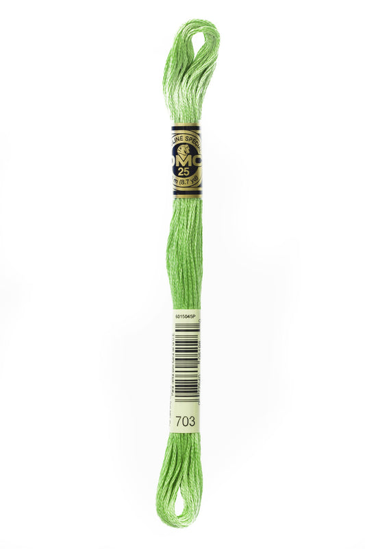 Green embroidery floss spool with a brand label on a white background