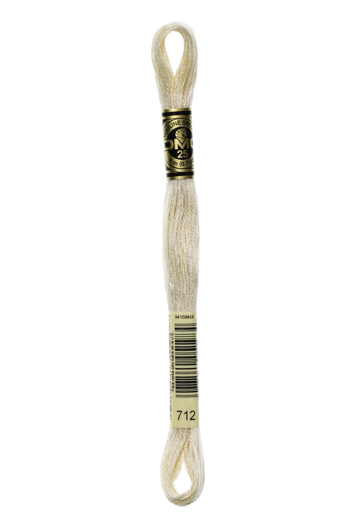 Spool of embroidery floss with a label on a white background