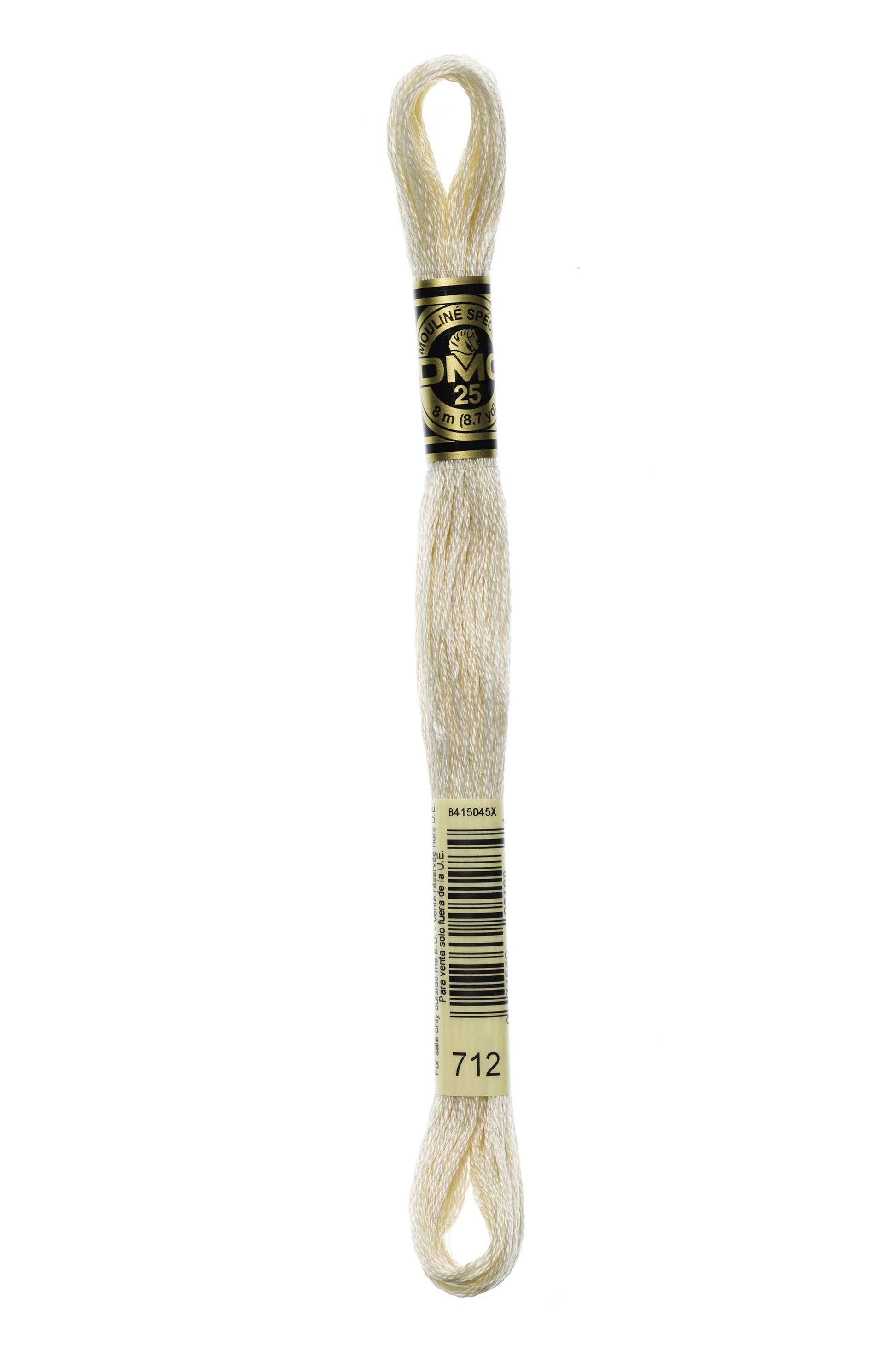 Spool of embroidery floss with a label on a white background