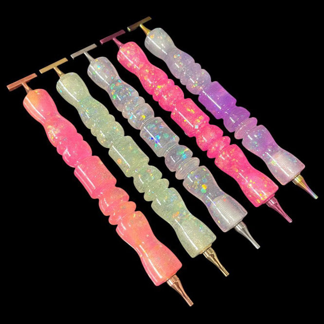 Iridescent Resin Diamond Art Pen with Glitter & 1+6 Stainless Steel Nibs