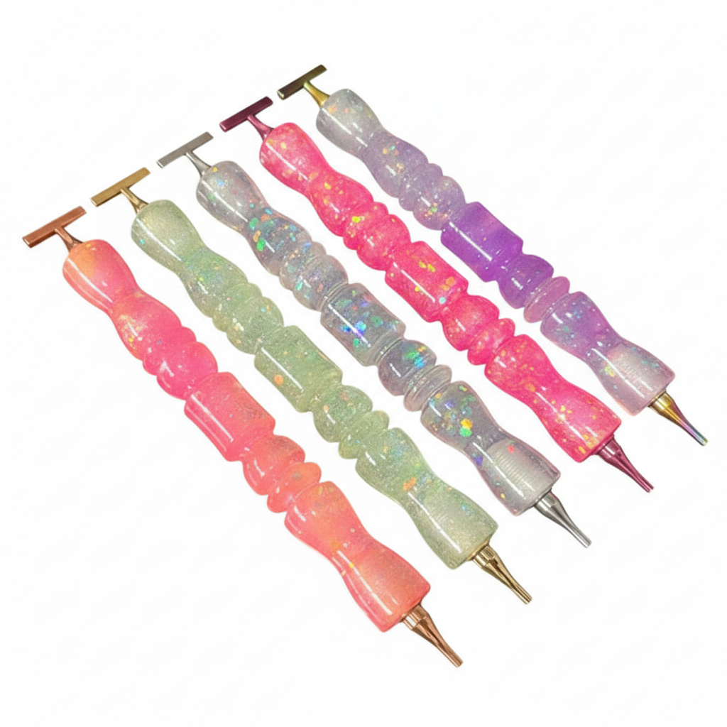Iridescent Resin Diamond Art Pen with Glitter & 1+6 Stainless Steel Nibs