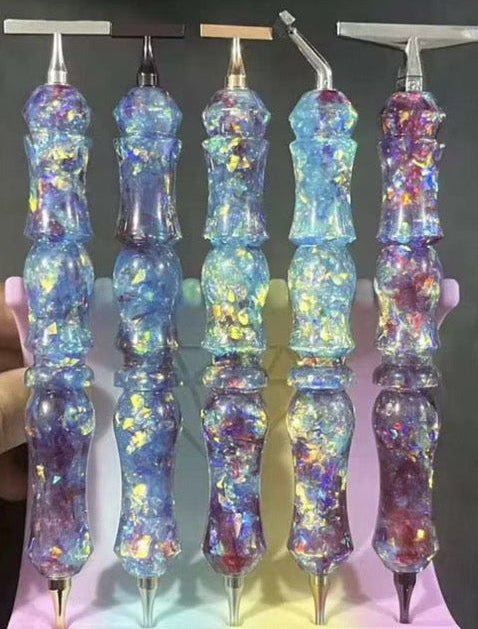 Galaxy Chunk Resin Diamond Art Pen with Glitter & 1+6 Stainless Steel Nibs