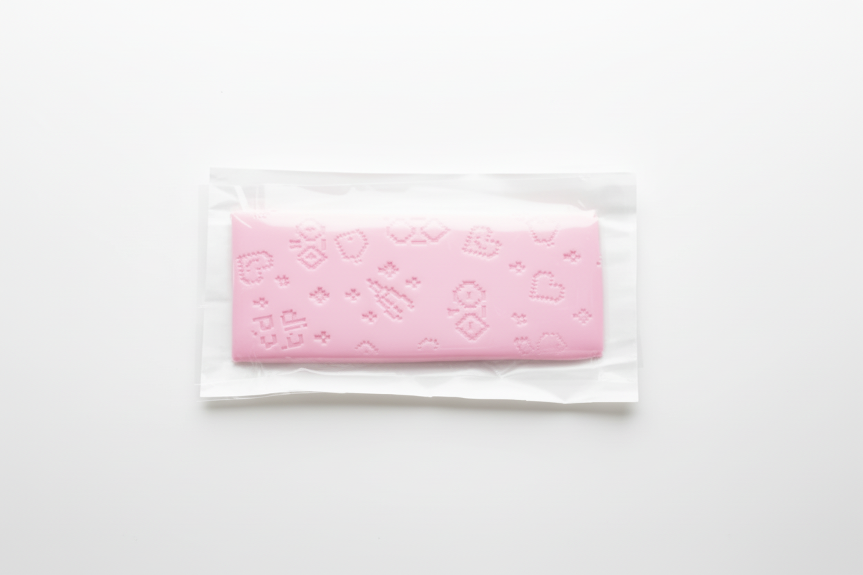Pink putty on a white table