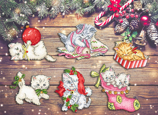 Christmas Kitties 6 pcs. Ornaments - PDF CHART
