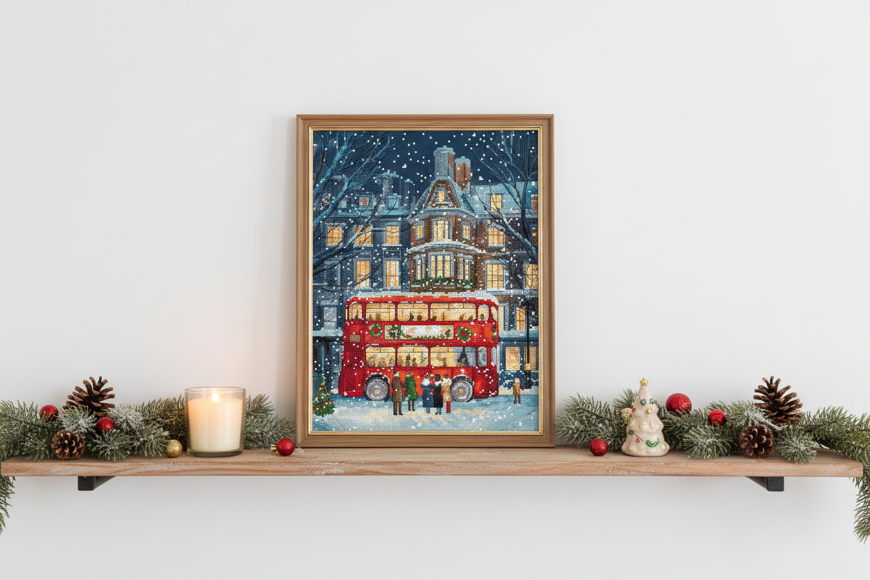 L9982 London Christmas Bus Cross Stitch Kit