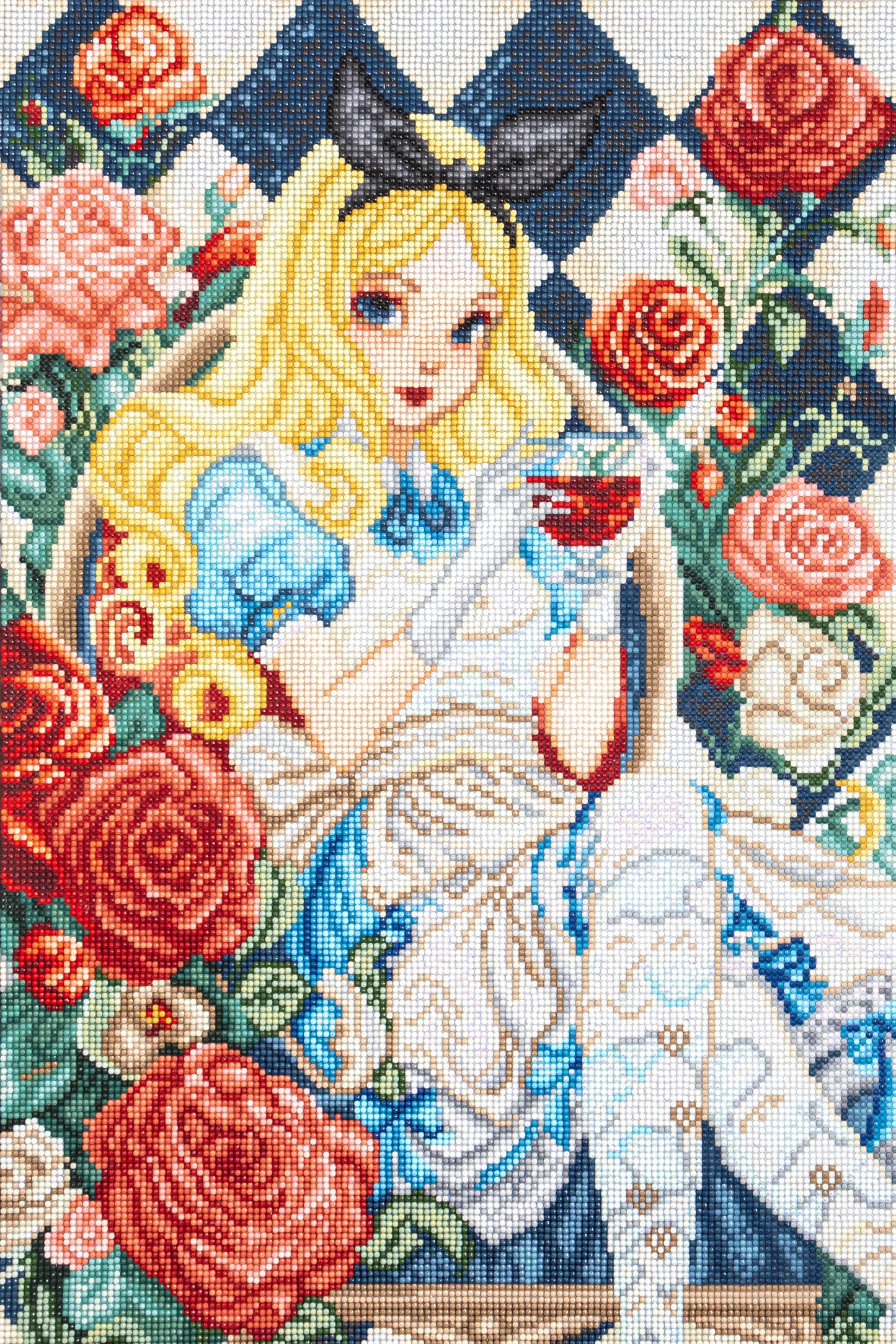 Diamond Art Club design of Alice in Wonderland with roses and a glass of tea.