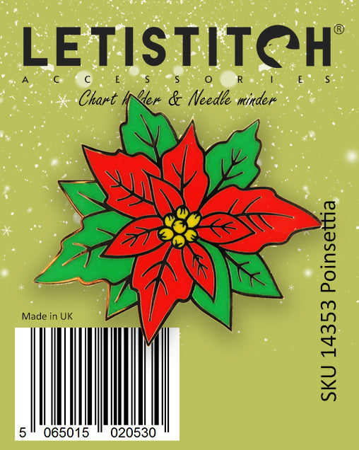 Letistitch SKU 14353 Poinsettia Chart Holder & Needle Minder