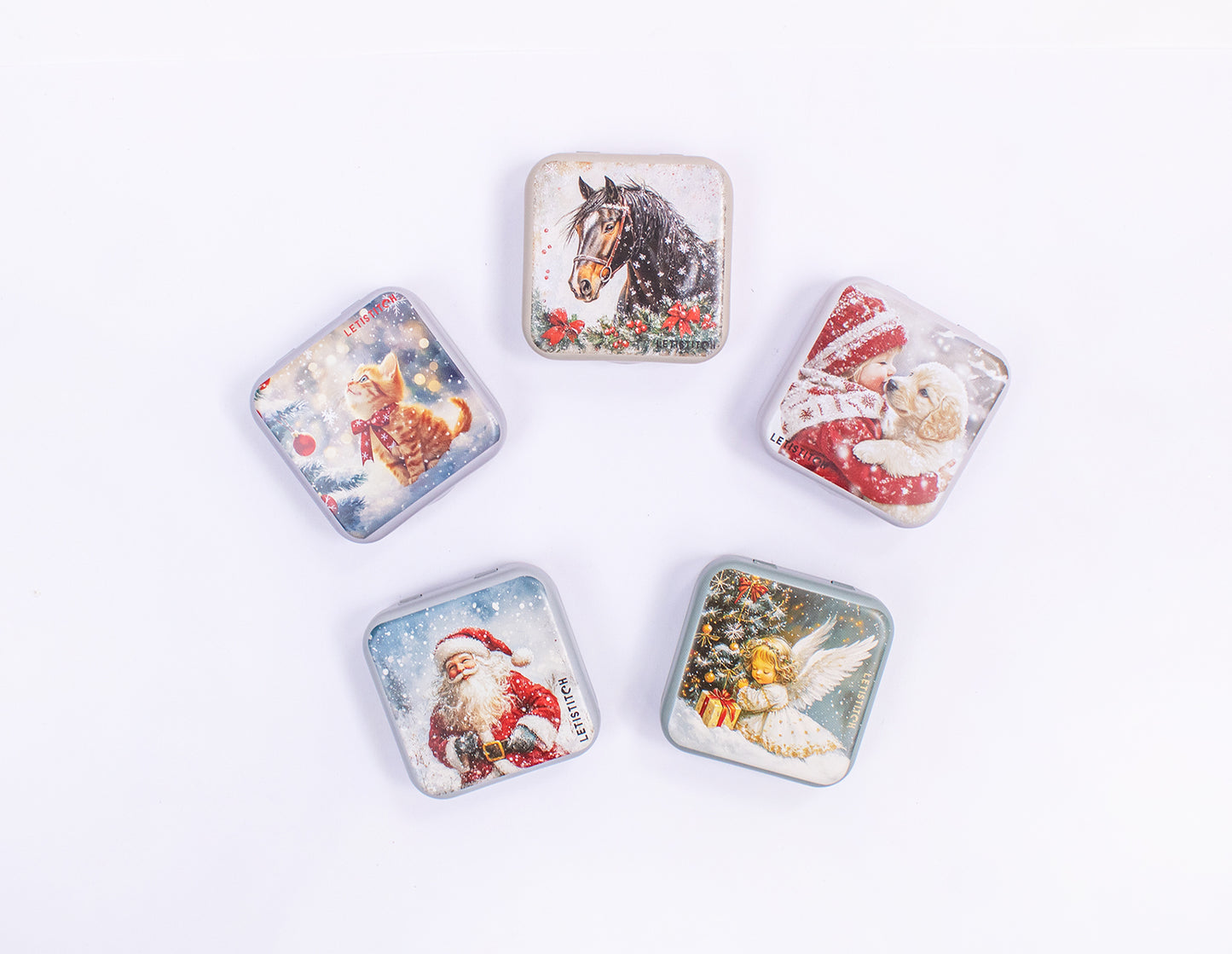 Tin Box for Needles – “Winter Horse” SKU 25635 🐎❄️